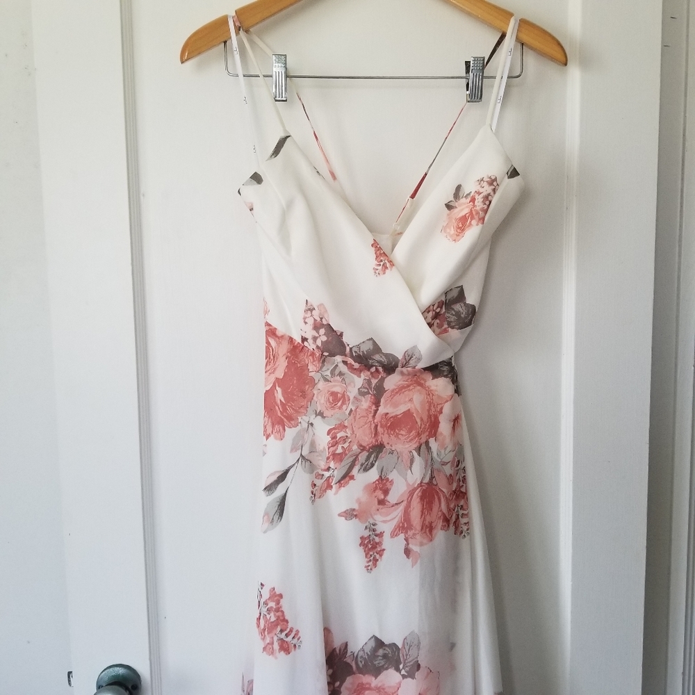 Lulu's Elegantly Inclined Cream Floral Maxi Dress